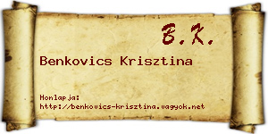 Benkovics Krisztina névjegykártya